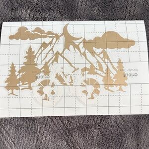 Mountain Bike Decal with Trees and Clouds
